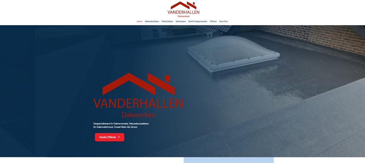 Startpagina van dakwerkenvanderhallen.be, dakwerken in Maasmechelen